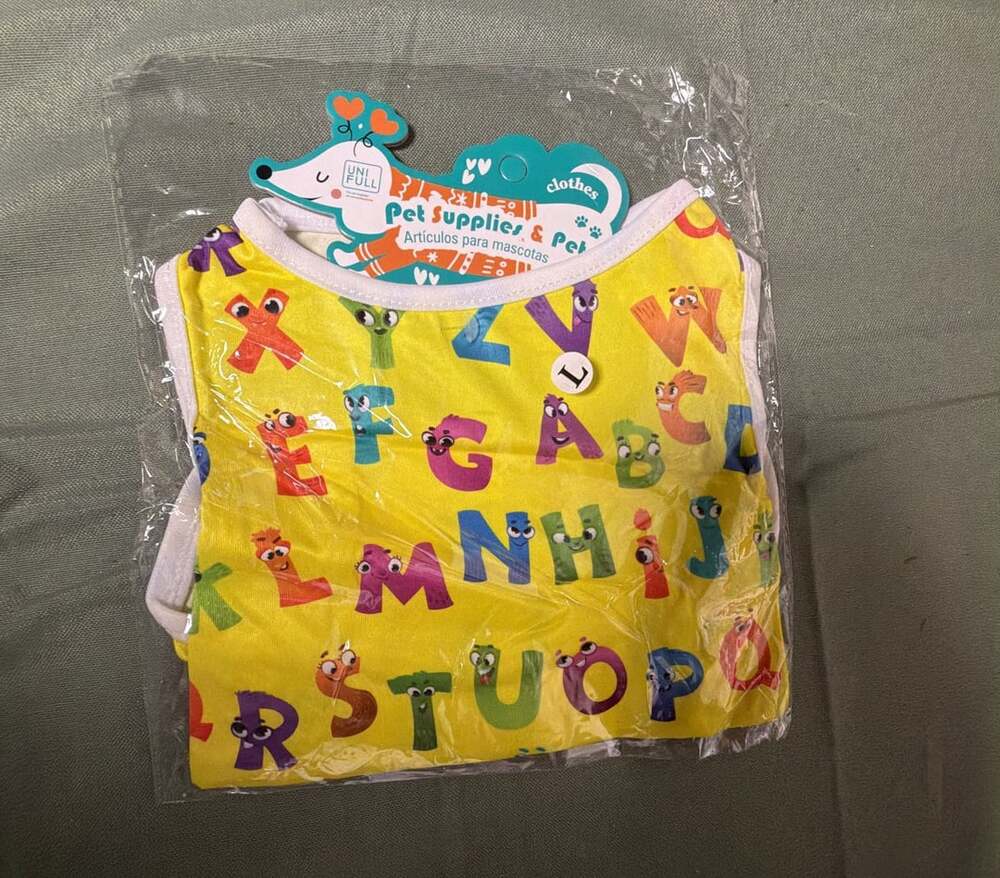 UNI FULL Alphabet Print Pet Clothes Dog Tank Top Vest Size L